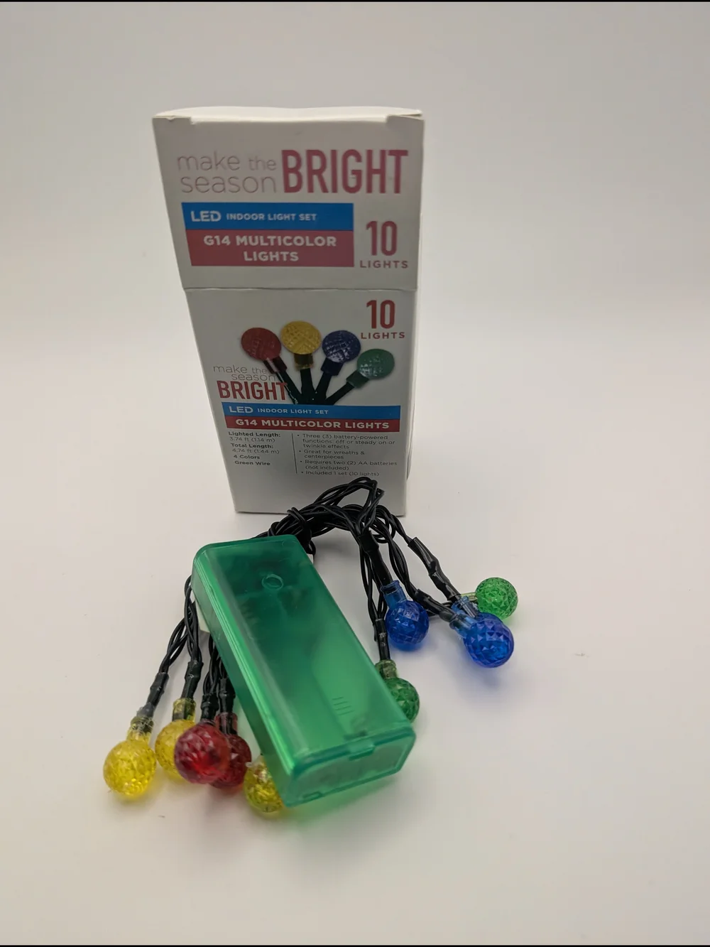 Make The Season Bright Battery Operated Mulitcolor G14 Led 10 Light Set New
